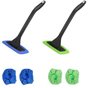 3 Pcs 자동차 앞 유리 Defogging 브러시 먼지 제거 자동차 청소 도구 긴 핸들 가정용 유리 깨끗한 브러쉬 재사용 가능한 천 패드