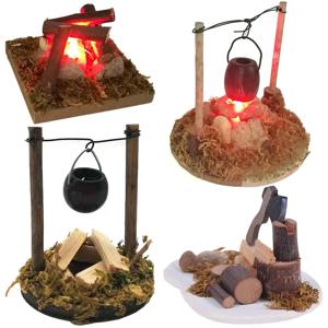 체중계 인형의 집 모닥불 미니어처, 캠프파이어 별장 장면 모델, 요정 정원 장식, 마이크로 풍경 놀이 집, 1:12