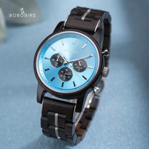 BOBOBIRD 남성용 나무 시계, 스포츠 쿼츠 손목시계, 크로노그래프 각인 시계, 기념일 선물, 맞춤형, 최고 브랜드, 새로운 패션