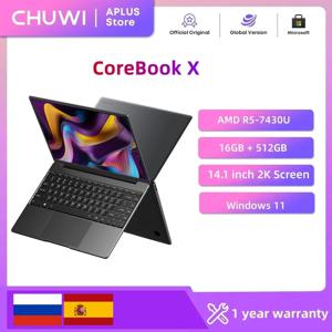 CHUWI CoreBook X AMD R5-7430U 노트북 14.1인치 2K 화면 16GB DDR4 RAM 512GB SSD 윈도우 11 Wifi6 가성비 좋은 편리한 노트북