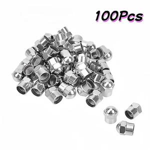 100Pcs 자동차 바퀴 타이어 밸브 스템 캡 범용 플라스틱 밀폐 커버 타이어 액세서리 자동차 타이어 공기 압력 캡 크롬 도금