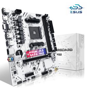 ZSUS B450 마더보드 AMD 프로세서 듀얼 채널 DDR4 메모리 AM4 메인보드 M.2 NVME(Ryzen 5500 5600 5600G CPU 지원)