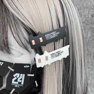 애니메이션 사이버펑크 헤어핀 소녀 귀여운 흑백 고양이 아크릴 헤어 클립 고스 헤드웨어 카니발 파티 헤어 액세서리