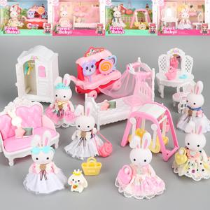 1:12 장난감 부활절 토끼 가족 시뮬레이션 모델링 인형 집 미니어처 Accessorie House Play Toys For Gifts