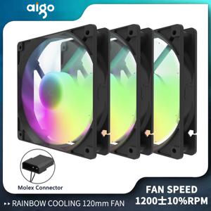 Aigo Pc 케이스 팬 Ventiladores 120mm Molex 4pin 인터페이스 Cpu 워터 쿨러 Gabinete 게이머 Rgb 레인보우 냉각 키트 팬 Ventilador