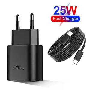 25W USB C PD 초고속 충전기 타입 C 벽면 전원 어댑터 USB C to C 고속 충전 케이블 (삼성 갤럭시 S22 S21 S20 노트10 용)