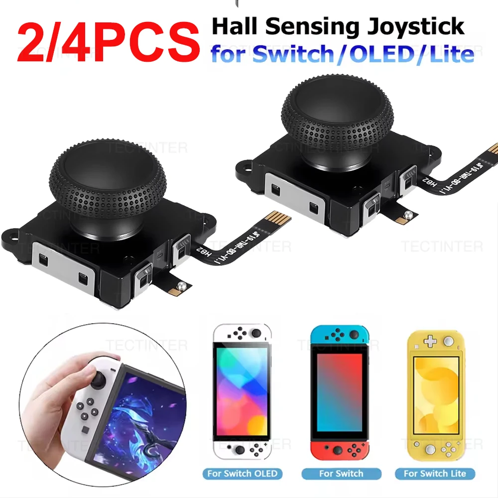 닌텐도 스위치 조이패드 컨트롤러용 2/4개 3D 교체 조이스틱, 스위치 라이트 수리 도구 액세서리용 아날로그 썸 스틱