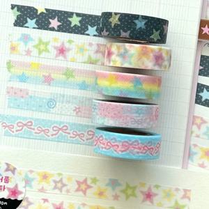 한국어 Ins 귀여운 스타 Washi 테이프 핸드 계정 장식 테이프 콜라주 플래너 DIY 학교 고정 스티커