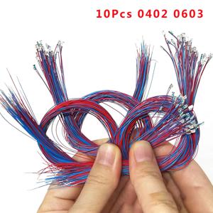 10 개/몫 모델 0402 0603 SMD LED 유선 칩 마이크로 Led 사전 납땜 램프 철도 모델 건담 장면에 대 한 30cm 3V DIY 모델 키트