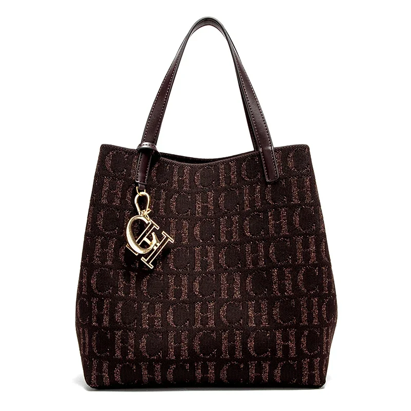 여성용 핸드백 대용량 여성용 심플 데일리 출퇴근 다용도 단색 레터 프린트 디자인 숄더백