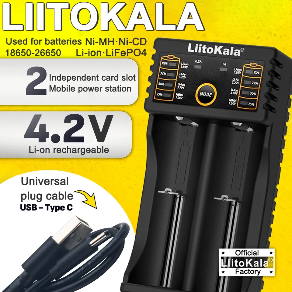 LiitoKala Lii-202 18650 충전기 1.2V/3.7V/3.2V/3.85V 21700 20700 2665014500   16340 NiMH 리튬 이온 배터리 스마트 충전기