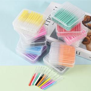 60개 I자형 컬러풀 브러시 픽스 교정용 치아 틈새 브러시 치간 브러시 치아 교정기 청소용 부드러운 브러시