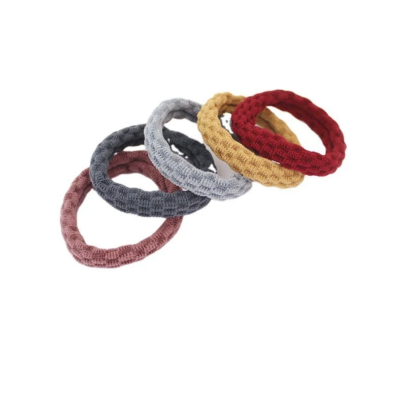 10개 랜덤 색상 여성용 고정 헤어, 하이 스트레치 심, 자카드 타월 링, 헤어 고무줄, 헤어 장식 헤어 로프