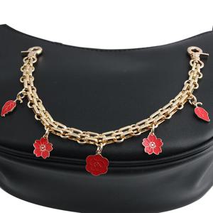 1개 3가지 스타일 레드 리프 체리 에나멜 꽃 멀티백 펜던트 장식 연장 체인 졸업식 생일 선물