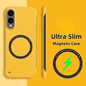 삼성 갤럭시 S25 Edge S24 Ultra S23 Plus FE S22 Magsafe 자기 무선 충전기 전화 커버 용 울트라 슬림 프레임리스 케이스