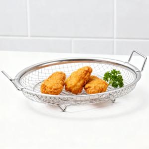 에어프라이어 랙 그릴 랙 오일 필터 트레이 스테인리스 스틸 과일 채소 물 필터 바구니 파스타 프라이 주방 도구