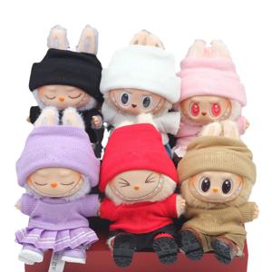 라부부 의상 세트 귀여운 핑크색 앉아있는 파티 하트비트 마카롱 착용 가능한 의류 모자 세트 캐주얼 단색 디자인 의류