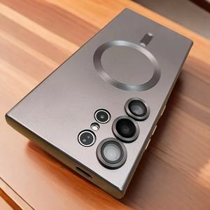 럭셔리 마그네틱 무선 충전 매트 케이스, 삼성 갤럭시 S25 S24 S23 S 25 24 울트라 플러스 케이스, 충격 방지 소프트 폰 커버 폰케이스