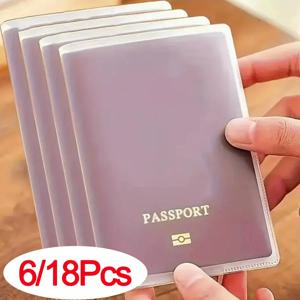 6/18pcs 여권 커버 가방 여행 여권 보호 투명 서리로 덥은 스타일 카드 슬롯 여권 슬리브 케이스와 함께 사용 가능