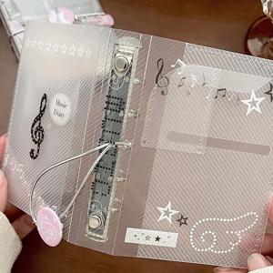 WAKAWAKA M5 바인더 음악 테마 스크랩북 PP 능직 트라이 폴드 타이 클로저 사진 앨범 카드 주최자 휴대용 플래너