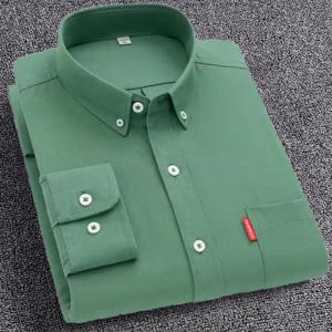 100% 코튼 남성용 옥스포드 셔츠 긴 소매 솔리드 컬러 턴 다운 칼라 레귤러 피트 데일리 남성 의류 버튼 다운 화이트 셔츠