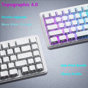 Topographic Keycaps 4.0 버전 97/130 키 PBT 체리 프로파일 측면 인쇄 MX 게이머 기계식 키보드 용 백라이트