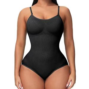 V 넥 스파게티 스트랩 바디 슈트 압축 바디 슈트 오픈 가랑이 Shapewear 슬리밍 바디 셰이퍼 부드러운 바디 슈트