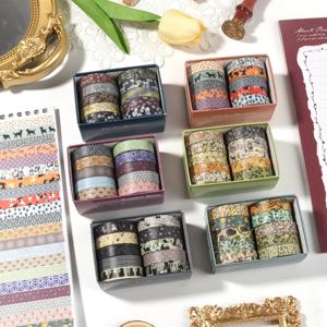 10 롤 꽃 Washi 테이프 세트 학교 용품 귀여운 스티커 마스킹 테이프 미적 편지지 스크랩북 저널 장식