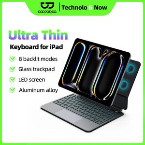 GOOJODOQ iPad Pro 11 Air 11 M3/M2 Pro 12.9 Pro 13 패드 A16 유리 트랙 패드 알루미늄 합금 키보드 용 초박형 매직 키보드