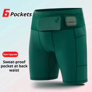 압축 러닝 반바지 쿼터 길이 빠른 건조 마라톤 훈련 트레일 남성 여성 멀티 포켓을위한 6 개의 포켓이있는 꽉 맞는
