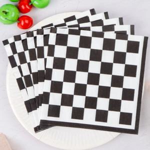 20pcs 33cm 2Ply 흑백 체커 보드 인쇄 냅킨 파티 인쇄 장식 냅킨 일회용 플레이스 매트 DIY 종이