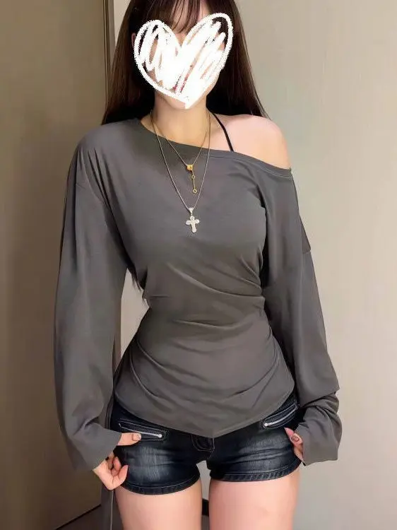 슬림핏 긴팔 티셔츠 여름용 가벼운 시스루 벨트 루즈핏 디자인 수분 흡수 솔리드 컬러 출퇴근 스타일