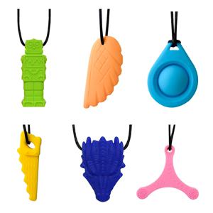 1pcs 보석 실리콘 Teethers 크리스탈 씹는 목걸이 감각 Pandent 씹는 장난감 소년 소녀 자폐증