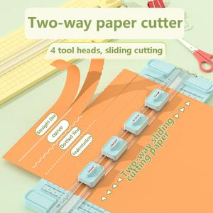 1PC 4 in 1 양방향 종이 절단기, 수동 사무용 종이 절단기, 4개의 커터 헤드 보내기, 학교, 사무실 및 가정용 디자인