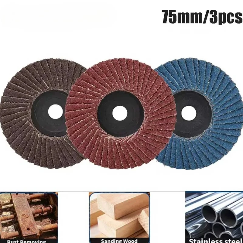 3pcs 75mm 플랫 플랩 디스크 3 