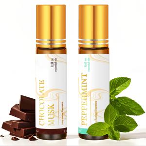 2PC/1PC 10ml 초콜릿 머스크 페퍼민트 롤 에센셜 오일 마사지 오일 향수 바디 오일 선물 스킨 케어 오래 지속되는 향기
