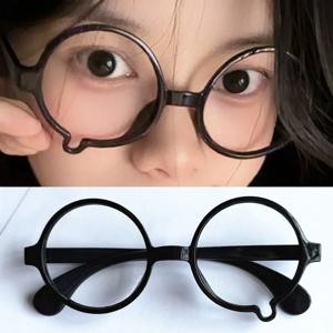 Y2K 애니메이션 우는 안경 물방울 블랙 프레임 남여 레트로 카와이 패션 안경 할로윈 코스프레 귀여운 액세서리 선물