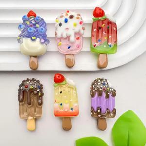 10PCS 딸기 과일 초콜릿 빛나는 아이스크림 수지 수제 헤어 클립 냉장고 스티커 전화 케이스 DIY 액세서리