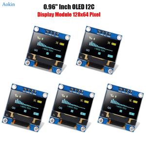 5개 0.96인치 OLED 디스플레이 스크린 모듈 I2C IIC 128x64 SSD1306 드라이버 보드 I2C 시리얼 칩 4핀 디스플레이 보드 (아두이노 ESP32용)
