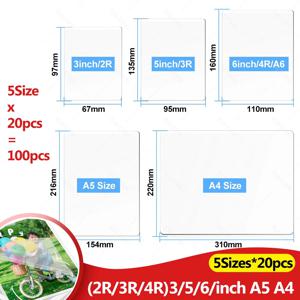 100pcs 5 크기 80mic 투명 라미네이팅 파우치, 3/5/6/인치 A5 A4 핫 라미네이터 편지/사진/메뉴 용 열 라미네이터 포켓