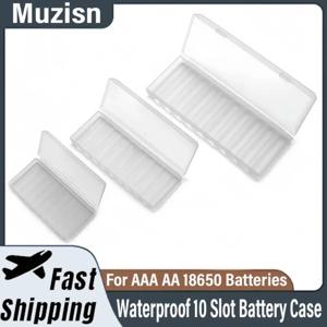흰색 1PC 방수 헤비듀티 10 슬롯 배터리 케이스, AAA AA 18650 배터리용 하드 플라스틱 주최자, 컴팩트 여행용 보관함