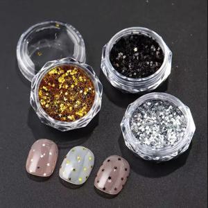 3pc Y2K 작은 별 반짝이 네일 플레이크 황금 은빛 검정색 작은 오각형 네일 Seqiuns Kawaii 한국어 DIY 매니큐어 액세서리