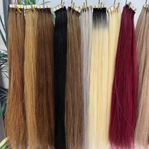 여성용 테이프 인 헤어 익스텐션 보이지 않는 매끄러운 레미 베트남 헤어 100% 실제 인간의 머리카락 스트레이트 익스텐션 위브 접착제
