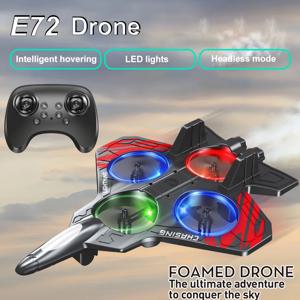 E72 고성능 폼 항공기 스턴트 지능형 고정 높이 호버 360 °   UAV 원격 LED 조명 제어 전투기 장난감을 돌려보세요