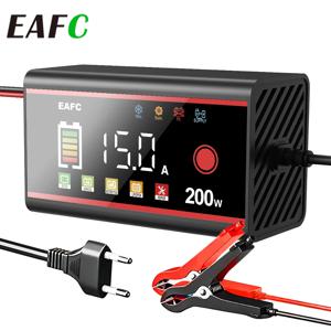 EAFC 12V 15A 8A 자동차 스마트 배터리 충전기 200W/100W 대형 LED 디스플레이 배터리 펄스 사용 칼슘, 젤, AGM, 습식, EFB, LIFEPO4 용