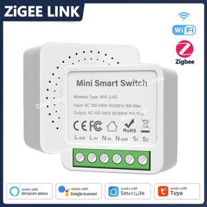 Tuya Zigbee3.0/Wifi 미니 스마트 스위치(양방향 제어 포함) 무선 조명 스위치 스마트 자동화는 Alexa Google 홈과 함께 작동합니다.