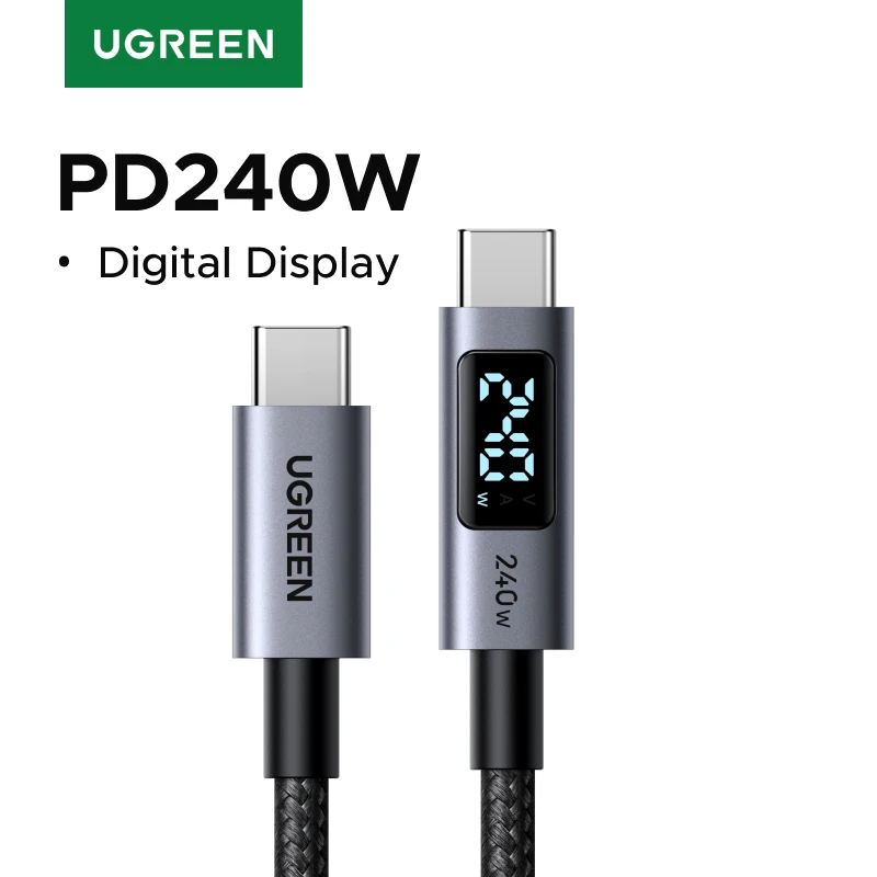 UGREEN USB-C 케이블 240W 디지털 디스플레이 화면 PD3.1 타입-C 코드 노트북 맥북 아이폰 17 삼성 S25 샤오미 충전기 고속