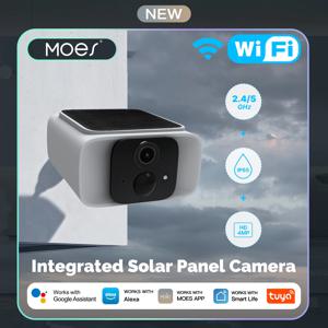 ​ ​ MOES 스마트 태양광 보안 카메라, WiFi 2.4/5GHz 듀얼 밴드, IP65 방수, APP/Alexa/Google 홈 모니터링, Tuya