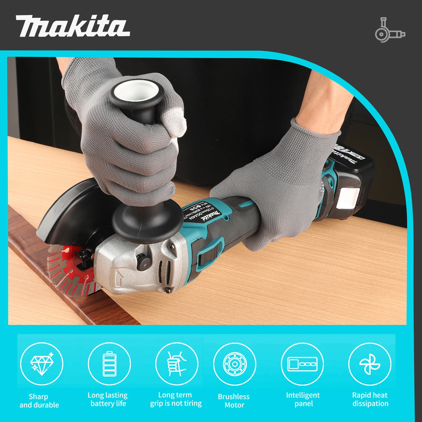 마키타 DGA404 무선 앵글 그라인더: 18V, 125mm, 브러시리스 모터, 10000RPM, 전문 금속 가공 및 건설 연삭 작업용