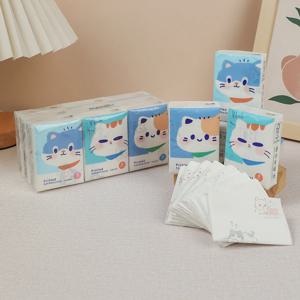 9개/팩 패셔너블 행운의 고양이 손수건 종이 학생용 휴대용 소형 팩 만화 프린트 손 티슈 일상 청소용